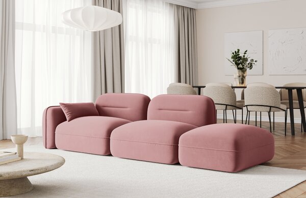 -25 % Dny MOMENTI– Cosmopolitan Design Růžová sametová trojmístná pohovka Sydney 295 cm, pravá