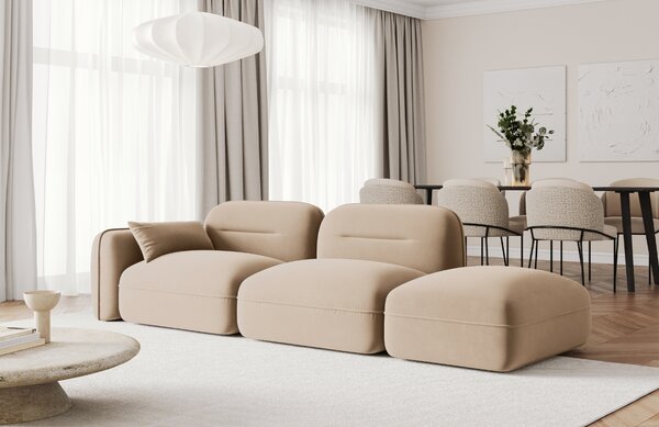 -25 % Dny MOMENTI– Cosmopolitan Design Pískově hnědá sametová trojmístná pohovka Sydney 295 cm, pravá