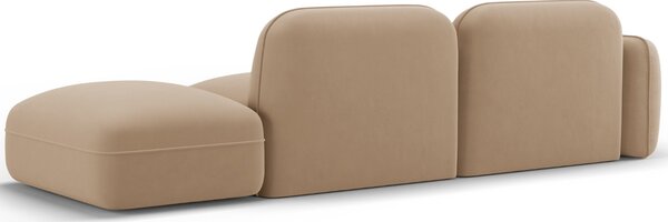 -25 % Dny MOMENTI– Cosmopolitan Design Pískově hnědá sametová trojmístná pohovka Sydney 295 cm, pravá