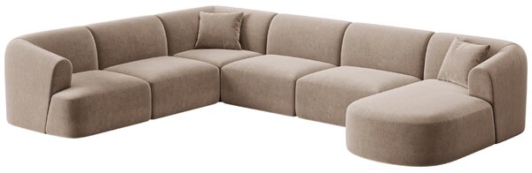 -25 % Dny MOMENTI– Cosmopolitan Design Béžová sametová rohová pohovka Campi 330 cm, levá