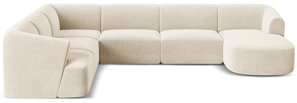 -25 % Dny MOMENTI– Cosmopolitan Design Světle béžová sametová rohová pohovka Campi 330 cm, levá