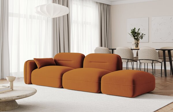 -25 % Dny MOMENTI– Cosmopolitan Design Terakotově oranžová sametová trojmístná pohovka Sydney 295 cm, pravá