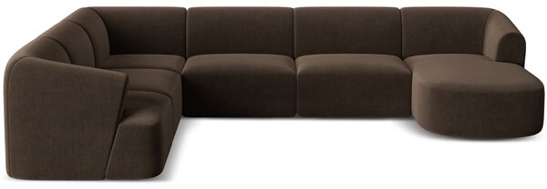 -25 % Dny MOMENTI– Cosmopolitan Design Tmavě hnědá sametová rohová pohovka Campi 330 cm, levá