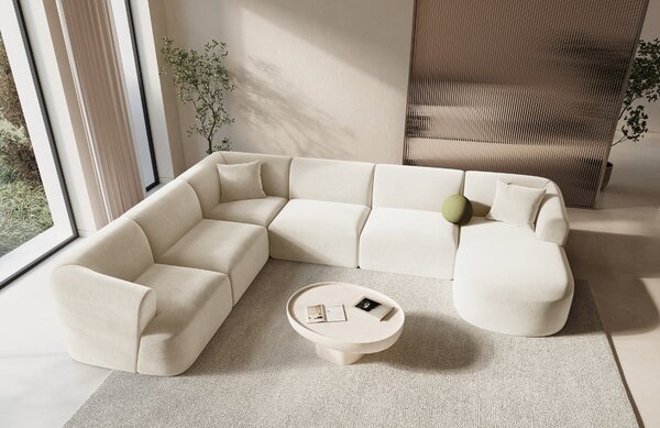 -25 % Dny MOMENTI– Cosmopolitan Design Světle béžová sametová rohová pohovka Campi 330 cm, levá