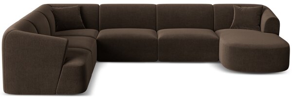 -25 % Dny MOMENTI– Cosmopolitan Design Tmavě hnědá sametová rohová pohovka Campi 330 cm, levá