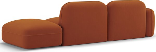 -25 % Dny MOMENTI– Cosmopolitan Design Terakotově oranžová sametová trojmístná pohovka Sydney 295 cm, pravá
