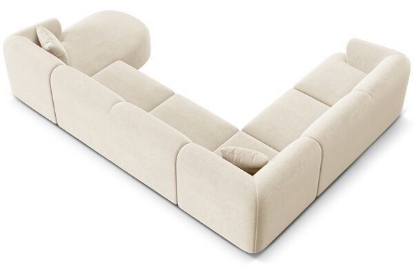 -25 % Dny MOMENTI– Cosmopolitan Design Světle béžová sametová rohová pohovka Campi 330 cm, levá