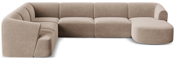 -25 % Dny MOMENTI– Cosmopolitan Design Béžová sametová rohová pohovka Campi 330 cm, levá