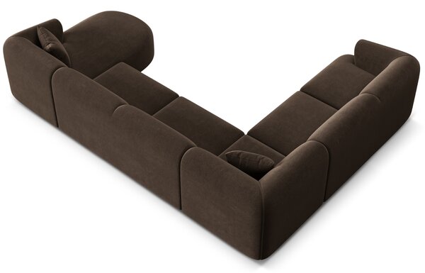 -25 % Dny MOMENTI– Cosmopolitan Design Tmavě hnědá sametová rohová pohovka Campi 330 cm, levá