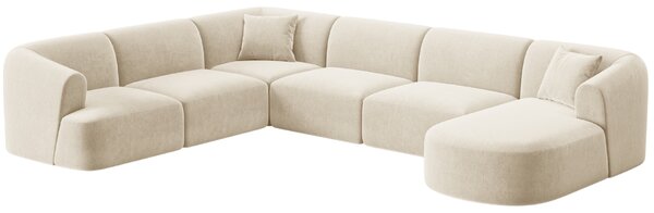 -25 % Dny MOMENTI– Cosmopolitan Design Světle béžová sametová rohová pohovka Campi 330 cm, levá