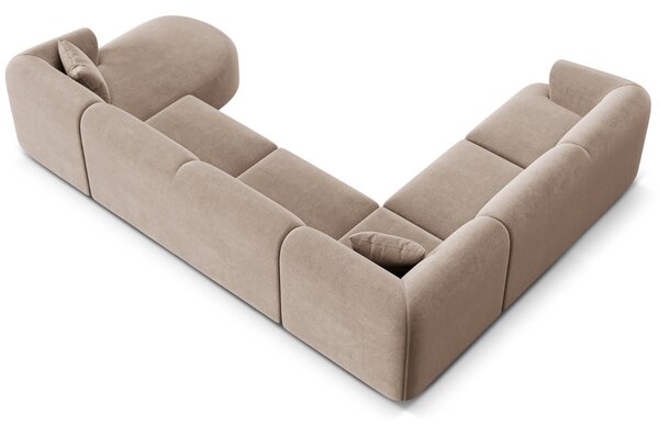 -25 % Dny MOMENTI– Cosmopolitan Design Béžová sametová rohová pohovka Campi 330 cm, levá