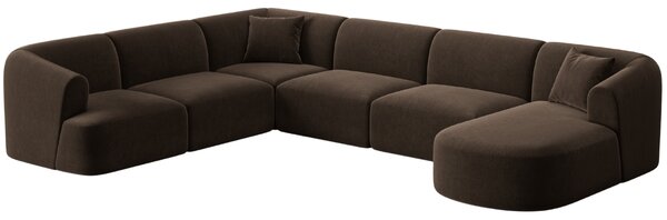 -25 % Dny MOMENTI– Cosmopolitan Design Tmavě hnědá sametová rohová pohovka Campi 330 cm, levá