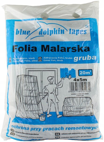Malíská plachta Ochranná plachta Univerzální plachta Stavební plachta 4 m x 5 m tlouka 19 m mj