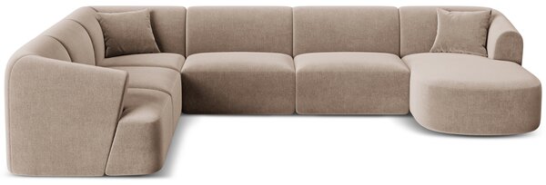-25 % Dny MOMENTI– Cosmopolitan Design Béžová sametová rohová pohovka Campi 330 cm, levá