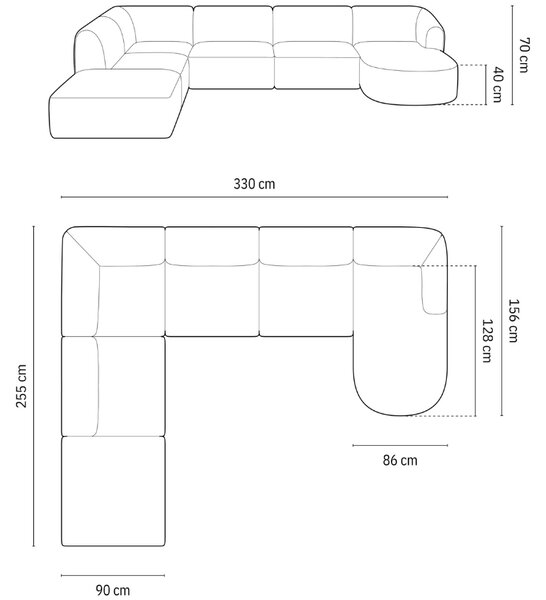 -25 % Dny MOMENTI– Cosmopolitan Design Béžová sametová rohová pohovka Campi 330 cm, levá