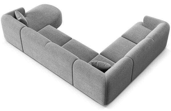-25 % Dny MOMENTI– Cosmopolitan Design Šedá sametová rohová pohovka Campi 330 cm, levá