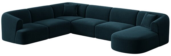 -25 % Dny MOMENTI– Cosmopolitan Design Petrolejově modrá sametová rohová pohovka Campi 330 cm, levá