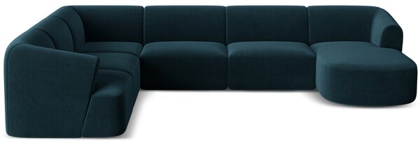 -25 % Dny MOMENTI– Cosmopolitan Design Petrolejově modrá sametová rohová pohovka Campi 330 cm, levá
