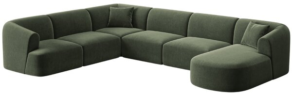 -25 % Dny MOMENTI– Cosmopolitan Design Zelená sametová rohová pohovka Campi 330 cm, levá