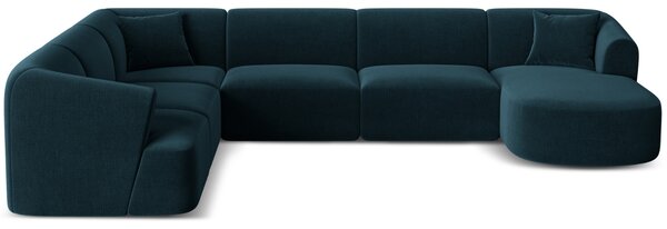 -25 % Dny MOMENTI– Cosmopolitan Design Petrolejově modrá sametová rohová pohovka Campi 330 cm, levá