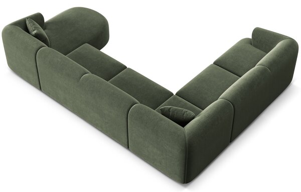 -25 % Dny MOMENTI– Cosmopolitan Design Zelená sametová rohová pohovka Campi 330 cm, levá