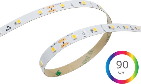Jednobarevný LED pásek 5W, 60LED, CRI>80, 8mm, 2OZ, 300LSE, 24VDC, 3 roky záruka Barva světla: Teplá bílá, 3000K
