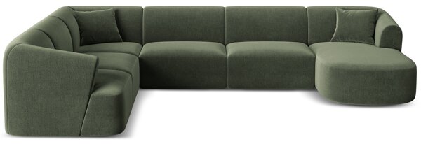 -25 % Dny MOMENTI– Cosmopolitan Design Zelená sametová rohová pohovka Campi 330 cm, levá