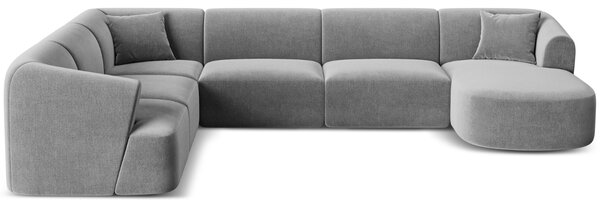 -25 % Dny MOMENTI– Cosmopolitan Design Šedá sametová rohová pohovka Campi 330 cm, levá