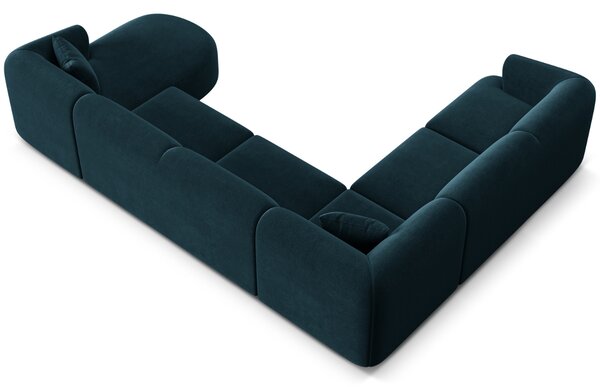 -25 % Dny MOMENTI– Cosmopolitan Design Petrolejově modrá sametová rohová pohovka Campi 330 cm, levá