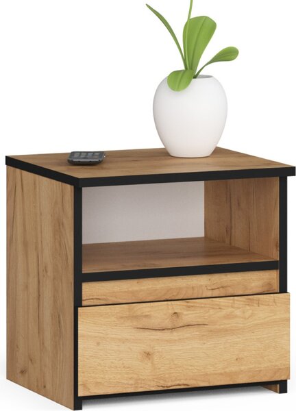 Akord Noní stolek s zásuvkou povrch z dubové dýhy moderní design 40x35x40