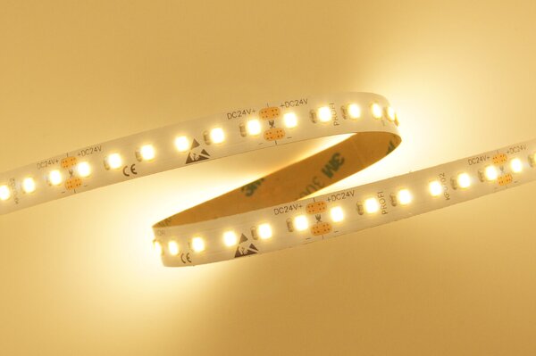 Jednobarevný LED pásek 10W, 120LED, CRI>80, 10mm, 2OZ, 300LSE, 24VDC, 3 roky záruka Barva světla: Teplá bílá, 3000K