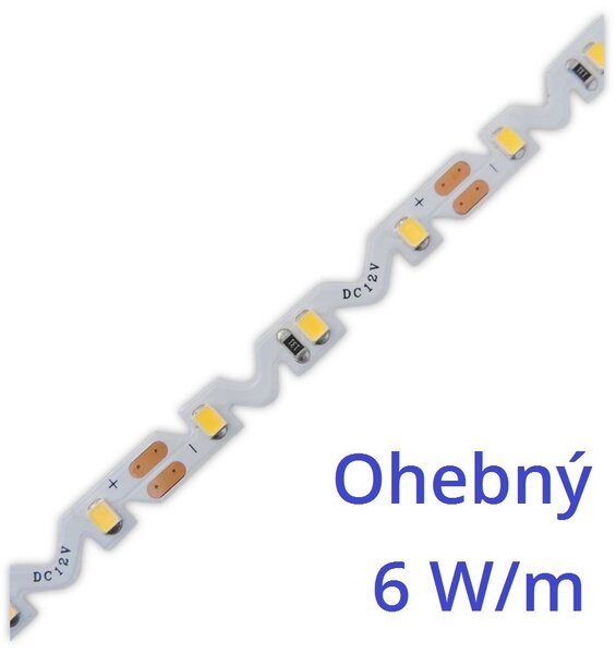 LED pásek OHEBNÝ 6mm 6W/m, PROFI, 12V, IP20, 60LED/m, SMD2835 Barva světla: Teplá bílá, 2700K