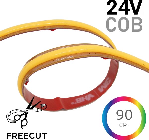 10W FREECUT COB LED pásek, 8mm, 24VDC, 528LED/m, Ra>90, IP20, 7let záruka Barva světla: Amber, 1800K