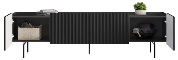 TV stolek Malmi 200 cm - černý mat / černé nožky