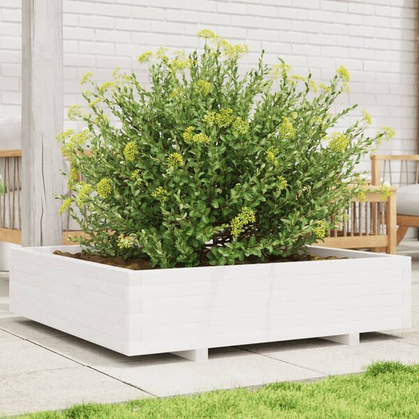 Zahradní truhlík bílý 100 x 100 x 26,5 cm masivní borové dřevo