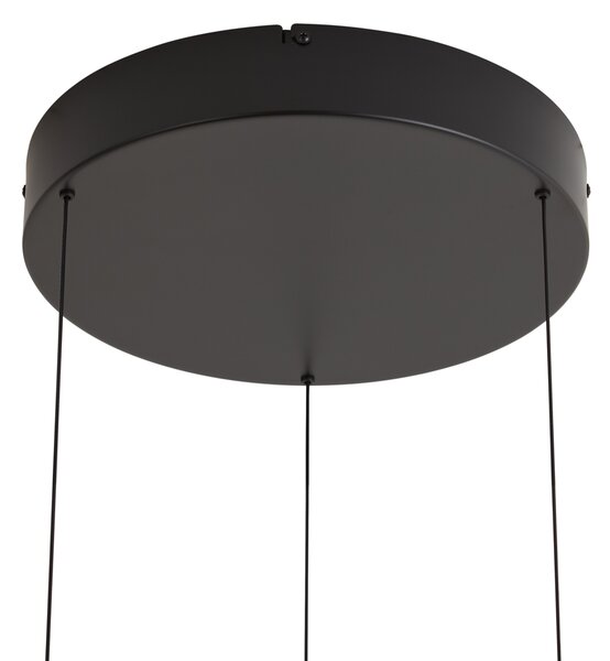 Moderní závěsná lampa černá s dekorem ořechového dřeva vč. LED 3-stupňové stmívání Easylift - Drew