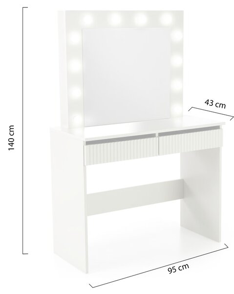 Toaletní stolek Velinio 95 cm s LED zrcadlem – kašmírová