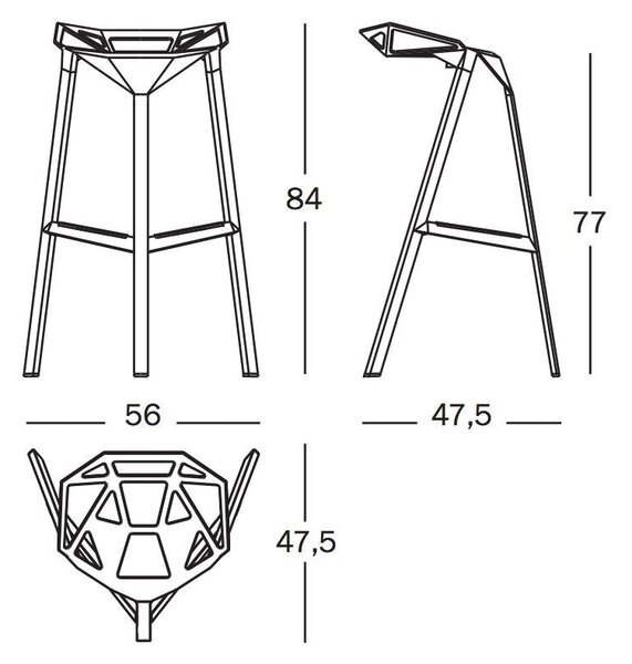 Magis designové barové židle Stool_One (výška 84 cm)