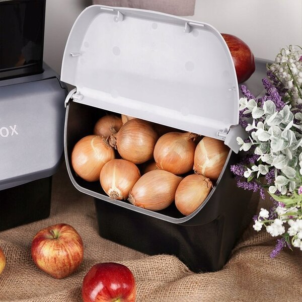 VILDE Úložný box na brambory a cibuli s větráním, VEGBOX černý (14l - 10kg brambor)