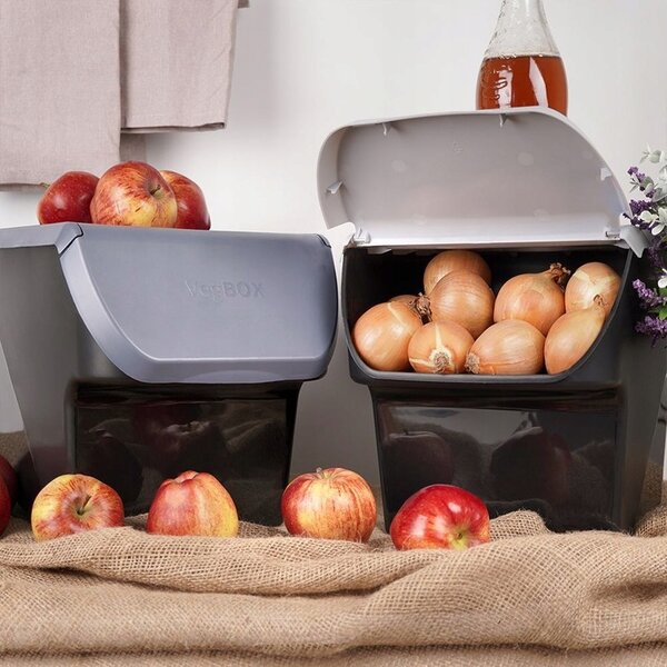 VILDE Úložný box na brambory a cibuli s větráním, VEGBOX černý (14l - 10kg brambor)