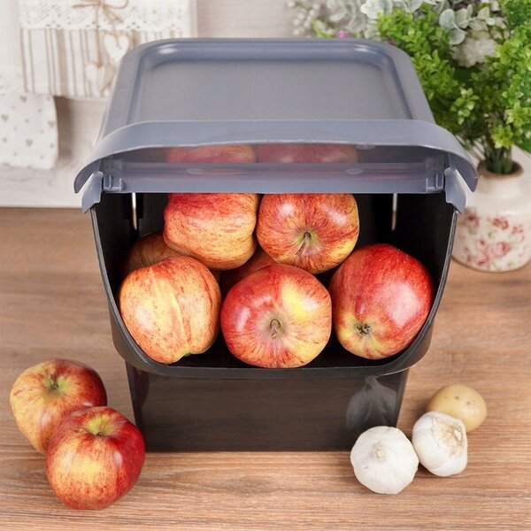 VILDE Úložný box na brambory a cibuli s větráním, VEGBOX černý (14l - 10kg brambor)