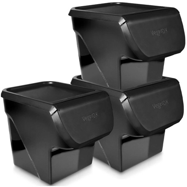 VILDE Úložný box na brambory a cibuli s větráním, VEGBOX černý (14l - 10kg brambor)