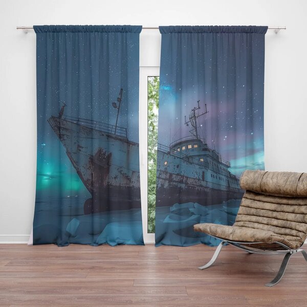 Sablio Závěs Vrak lodi při polární záři: 2ks 140x250cm