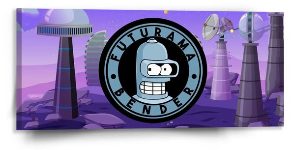 Sablio Obraz Futurama Bender Planeta s vysílači - 110x50 cm