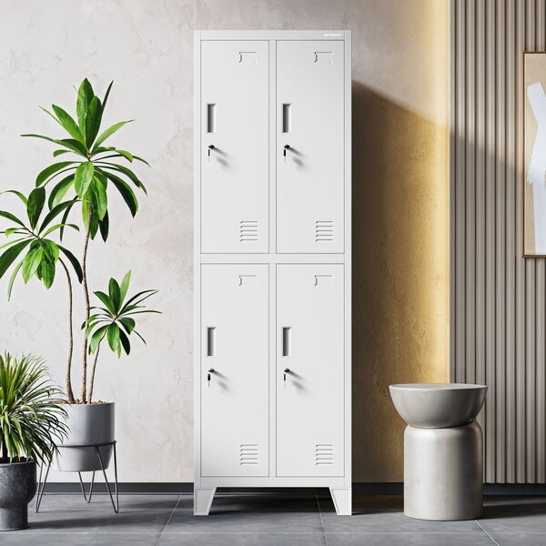 Šatní skříň pro zaměstnance dvojitá šedá, 559x1720x450 mm: BARTEK 2 Plus