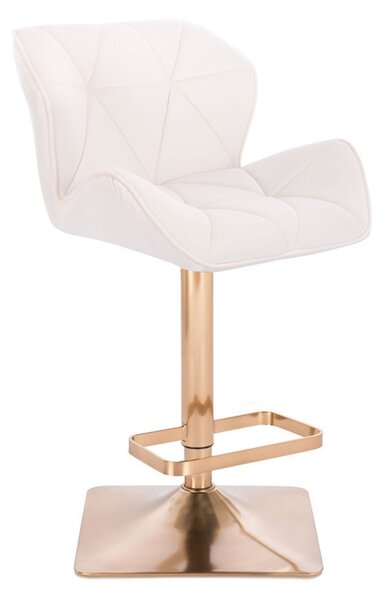 LuxuryForm DESIGN Barová židle MILANO VELUR na zlaté hranaté podstavě - bílá