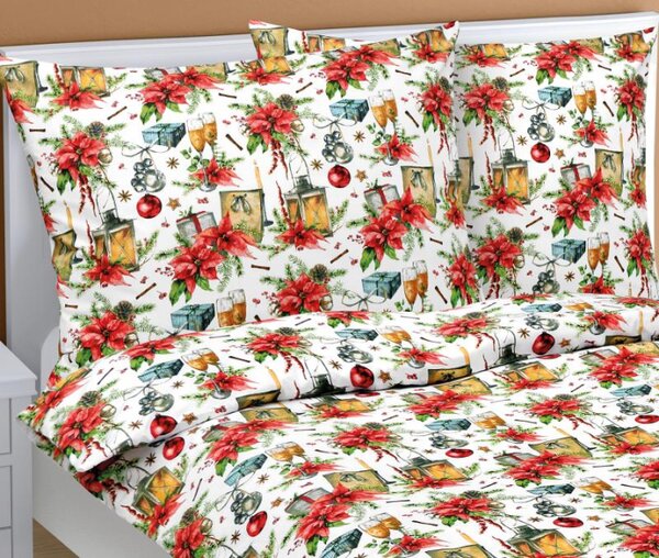 Bellatex Povlečení bavlněné Vánoce 140x200, 70x90 cm Hvězda vánoční
