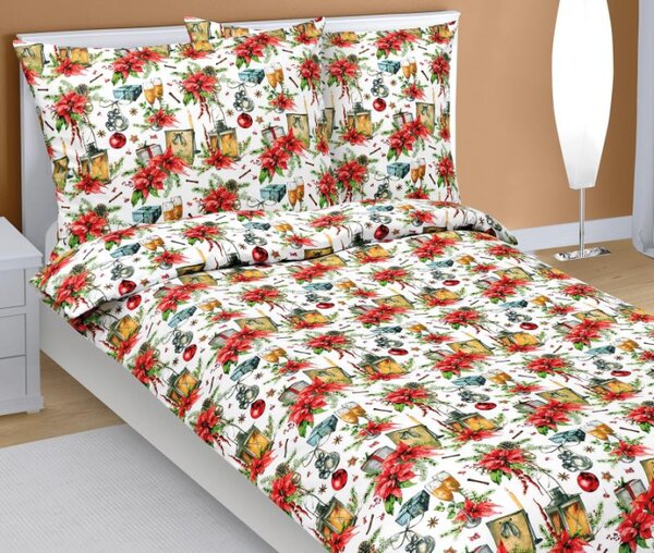Bellatex Povlečení bavlněné Vánoce 140x200, 70x90 cm Hvězda vánoční