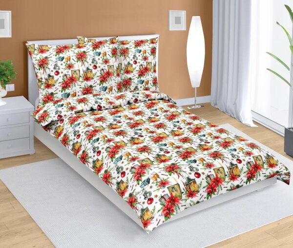 Bellatex Povlečení bavlněné Vánoce 140x200, 70x90 cm Hvězda vánoční