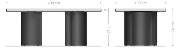 DELIFE Jídelní stůl Edge 200x100 akácie hnědá Troa kov titanová efektová úprava Live-Edge